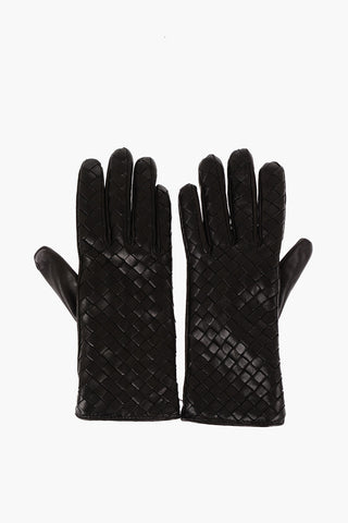 Braided Leather Gloves with Cashmere Lining