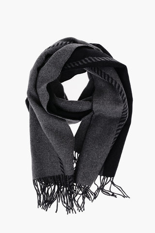 Two-Tone Wool Scarf with Fringes