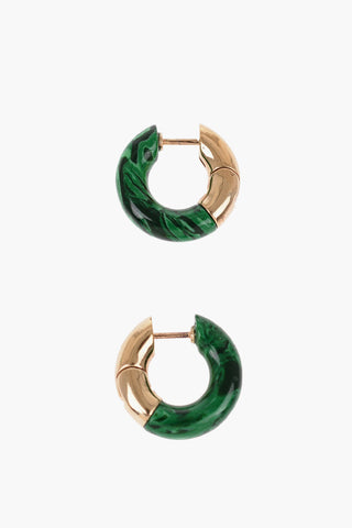 Gold-Plated Silver and Malachite Round Earrings