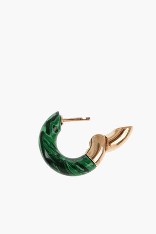 Gold-Plated Silver and Malachite Round Earrings