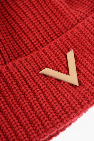 Cashmere Beanie With Golden Effect Logo