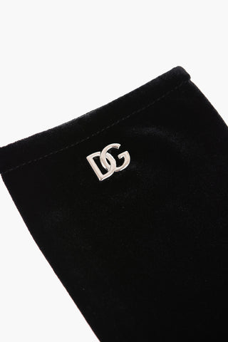 Guanti In Velour con Logo Argentato