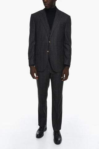 Glen-checkered ACADEMY 3-piece Suit with Notched Lapel