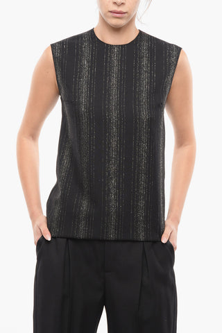 Wool-blend Sleeveless Top with Lurex Details