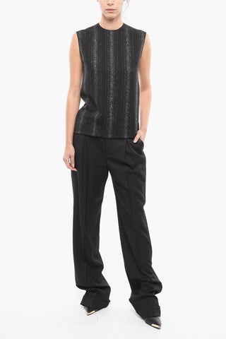 Wool-blend Sleeveless Top with Lurex Details