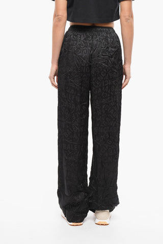 All-over Logo Print Wide Leg Silk Pants