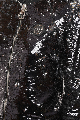 Sequined Fabric SOPHISTICATED LADY Zipped Sweatshirt