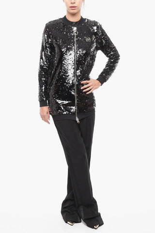 Sequined Fabric SOPHISTICATED LADY Zipped Sweatshirt