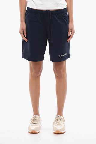 Shorts in Tinta Unita con Logo Stampato