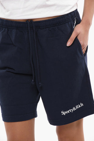 Shorts in Tinta Unita con Logo Stampato