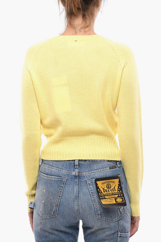 Cashmere Blend Cropped Sweater with V-neckline