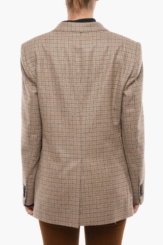 Windowpane Houndstooth Virgin Wool Blazer with Patch Pockets