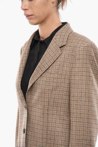 Windowpane Houndstooth Virgin Wool Blazer with Patch Pockets