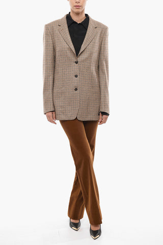 Windowpane Houndstooth Virgin Wool Blazer with Patch Pockets