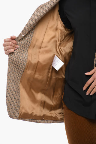 Windowpane Houndstooth Virgin Wool Blazer with Patch Pockets