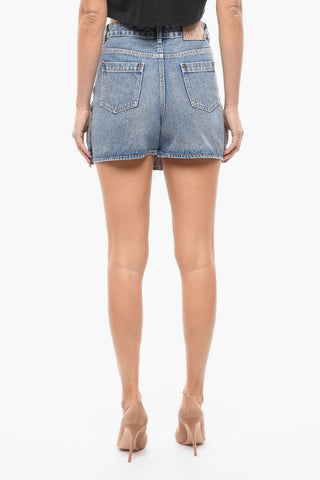 Shorts-minigonna In Denim Con Ruffle