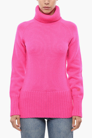 Turtleneck Wool Pullover with Ribbed Details