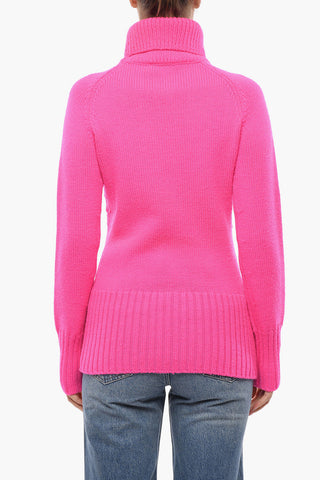 Turtleneck Wool Pullover with Ribbed Details