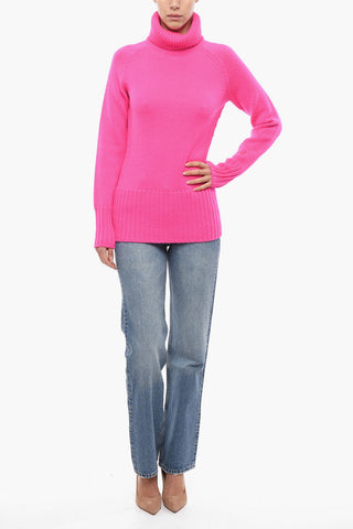Turtleneck Wool Pullover with Ribbed Details