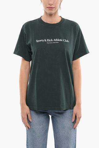 Solid Color Crew-neck T-Shirt with Contrasting Print