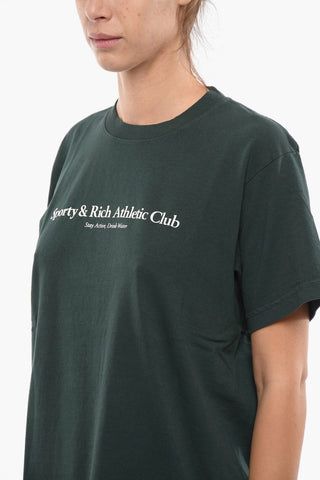 Solid Color Crew-neck T-Shirt with Contrasting Print
