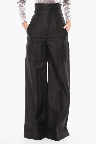 Linen Blend High Waisted Palazzo Pants
