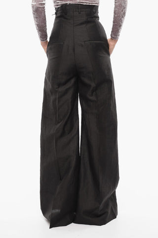 Linen Blend High Waisted Palazzo Pants