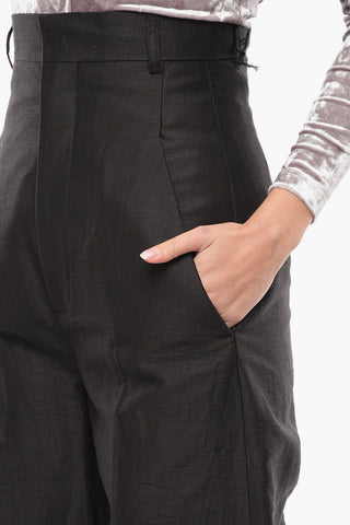 Linen Blend High Waisted Palazzo Pants