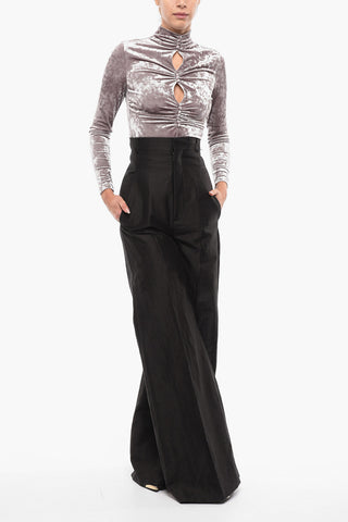 Linen Blend High Waisted Palazzo Pants