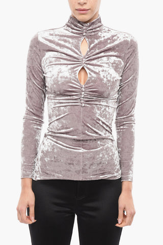 Top In Ciniglia A Maniche Lunghe Con Ruches E Cutout