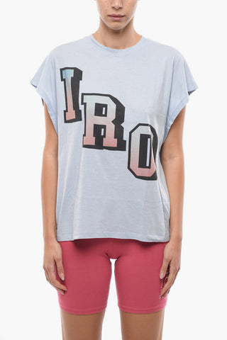 Crew Neck Lettering Logo Cotton T-Shirt