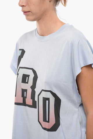 Crew Neck Lettering Logo Cotton T-Shirt