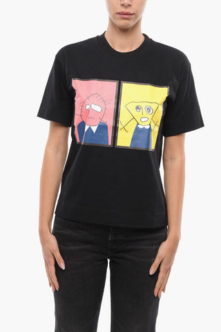 Contrast Prints Crew-Neck T-shirt