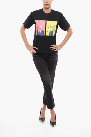 Contrast Prints Crew-Neck T-shirt