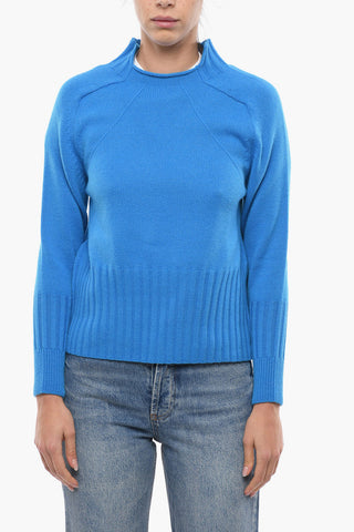 Wool and Cashmere Turtleneck Sweater with Ribb Details