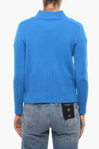 Wool and Cashmere Turtleneck Sweater with Ribb Details