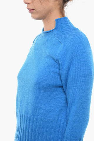 Wool and Cashmere Turtleneck Sweater with Ribb Details