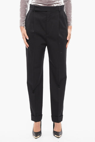 Single-pleated High-waisted Chinos Pants
