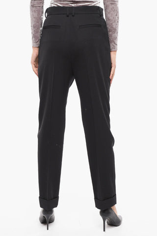 Single-pleated High-waisted Chinos Pants