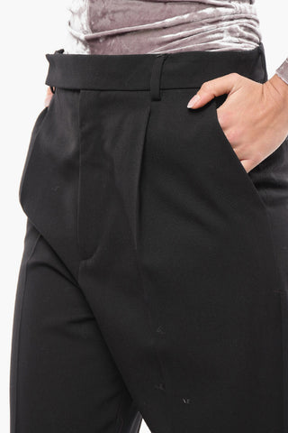Single-pleated High-waisted Chinos Pants