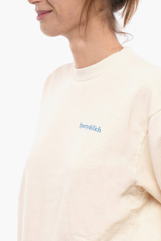 Solid Color Crew-neck Sweatshirt with Contrasting Print