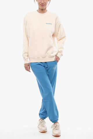 Solid Color Crew-neck Sweatshirt with Contrasting Print