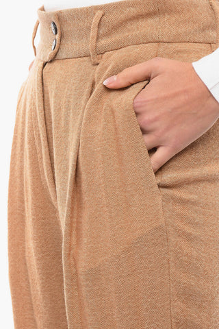 Pantaloni ad 1 Pince con Motivo Herringbone
