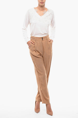 Pantaloni ad 1 Pince con Motivo Herringbone