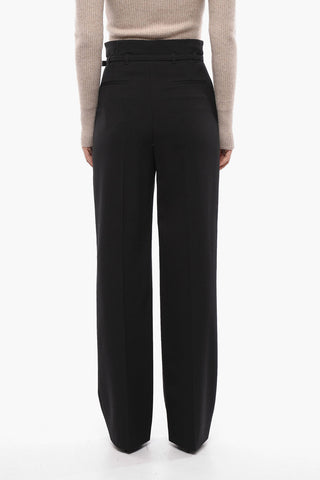 Belted High Waisted Straight Fit Pants