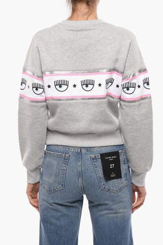 Crew Neck MAXILOGOMANIA Sweatshirt with Glitter Detail