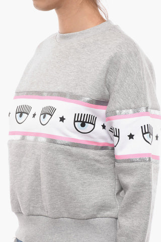 Crew Neck MAXILOGOMANIA Sweatshirt with Glitter Detail