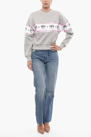 Crew Neck MAXILOGOMANIA Sweatshirt with Glitter Detail