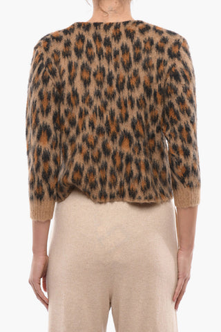 Leopard Patterned Alpaca Blend Cardigan