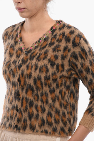 Leopard Patterned Alpaca Blend Cardigan